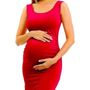 Maternity red stretchy sexy dress.